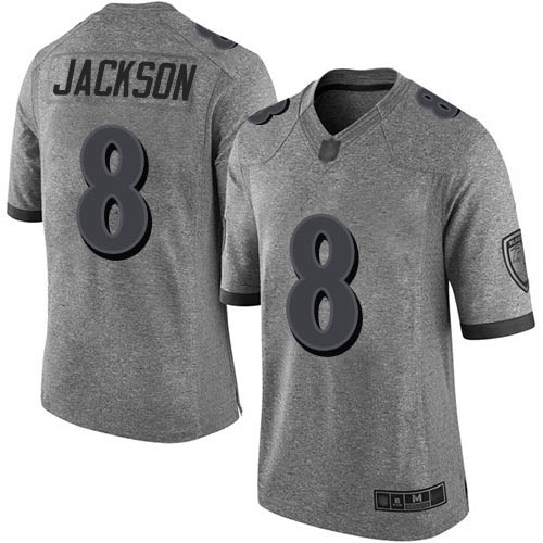 Baltimore Ravens Limited Gray Men Lamar Jackson Jersey NFL Football #8 Gridiron